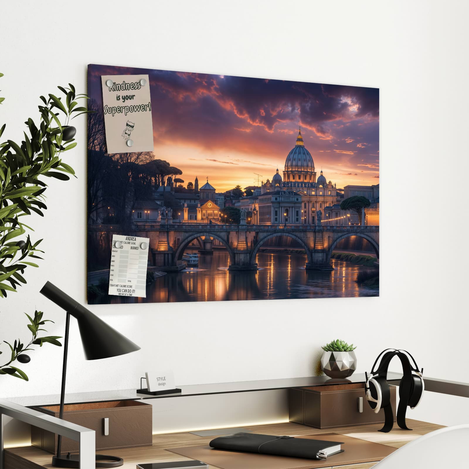 Magnetická tabule s motivem Večer v Římě 90 x 60