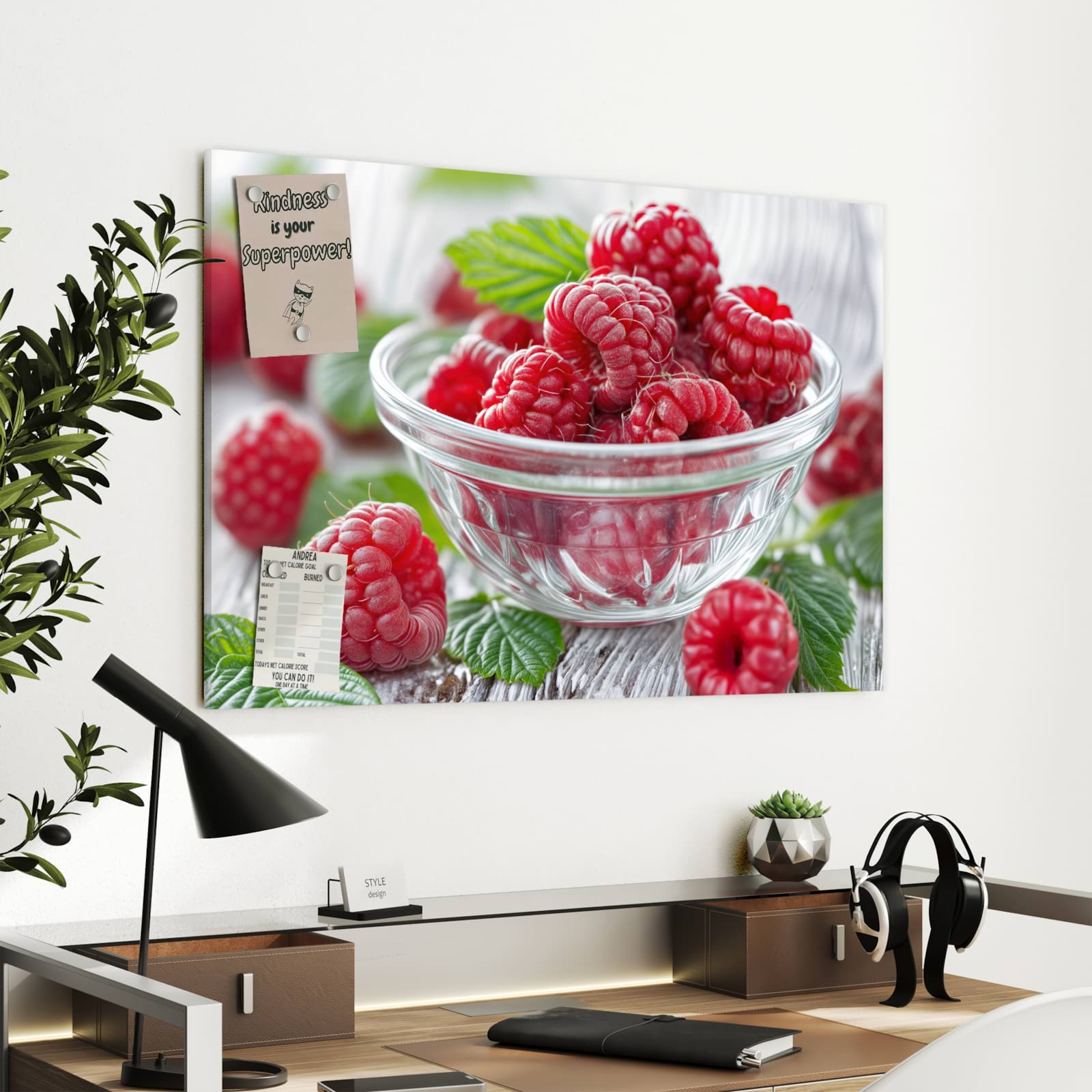 Magnetická tabule s motivem Čerstvé maliny 90 x 60