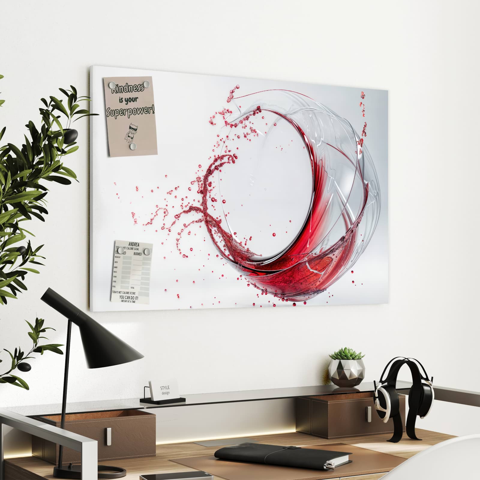 Magnetická tabule s motivem Červené víno 90 x 60