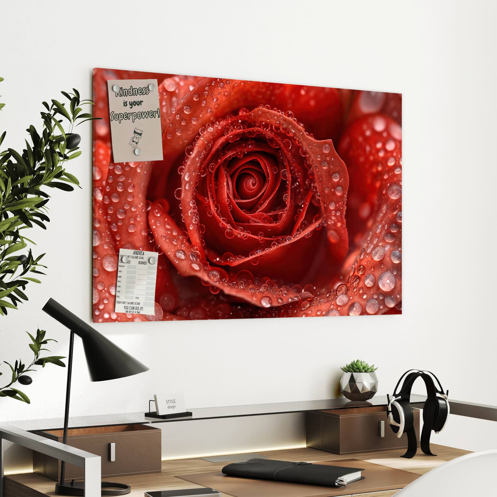 Magnetická tabule s motivem Růže 90 x 60
