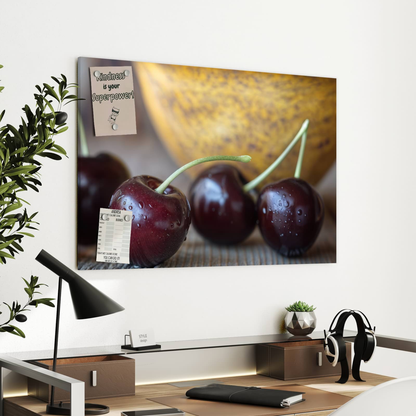 Magnetická tabule s motivem Sladké třešně 90 x 60