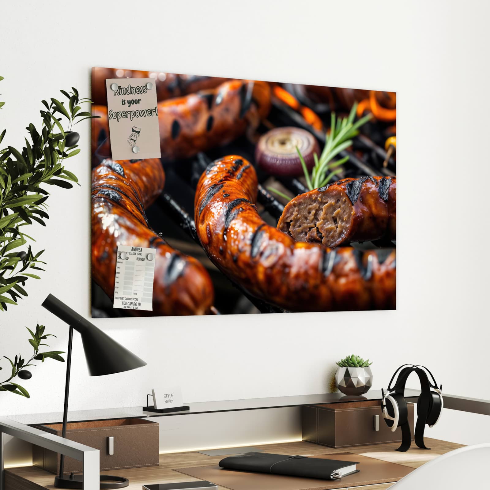 Magnetická tabule s motivem BBQ klobása 90 x 60
