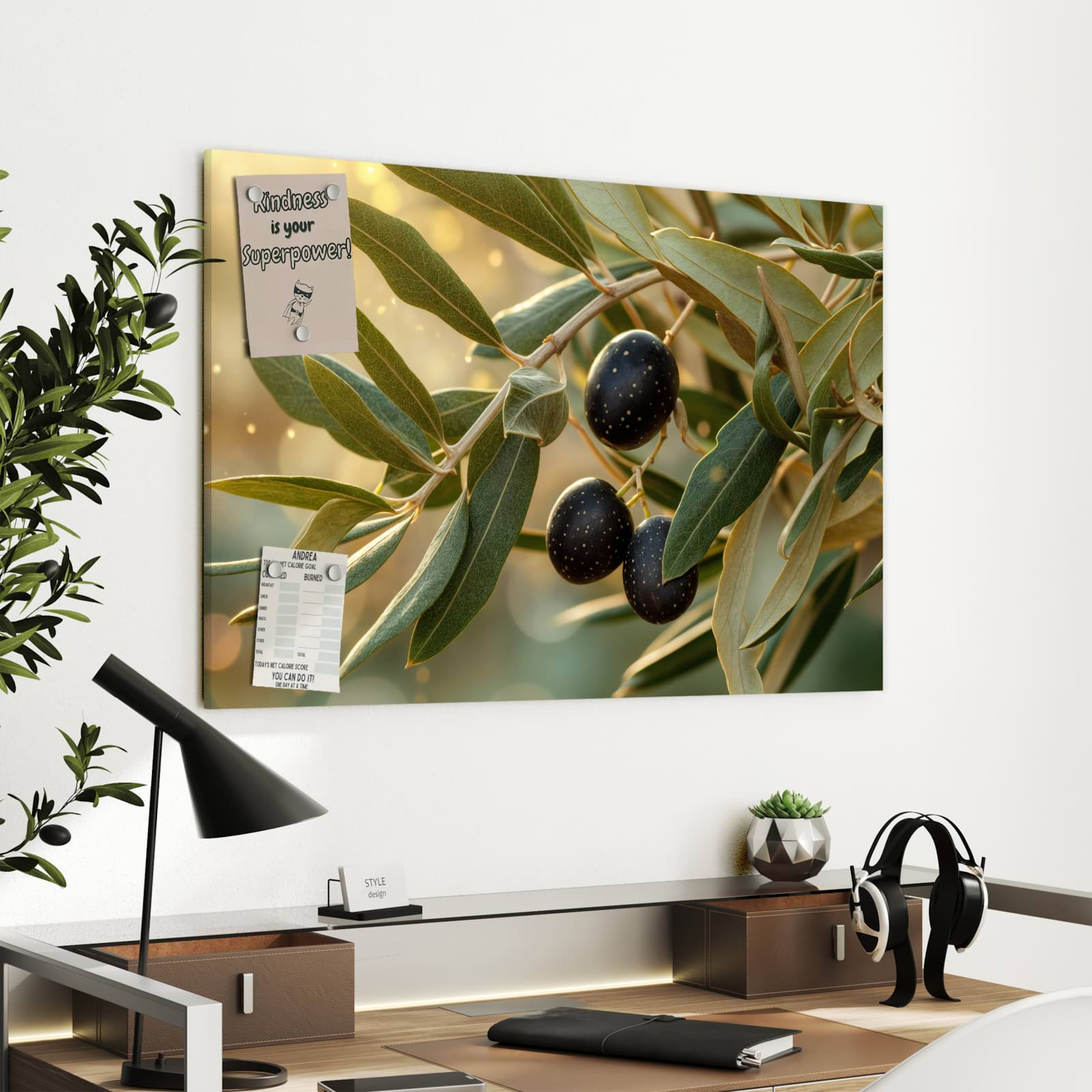 Magnetická tabule s motivem Olivová větev 90 x 60