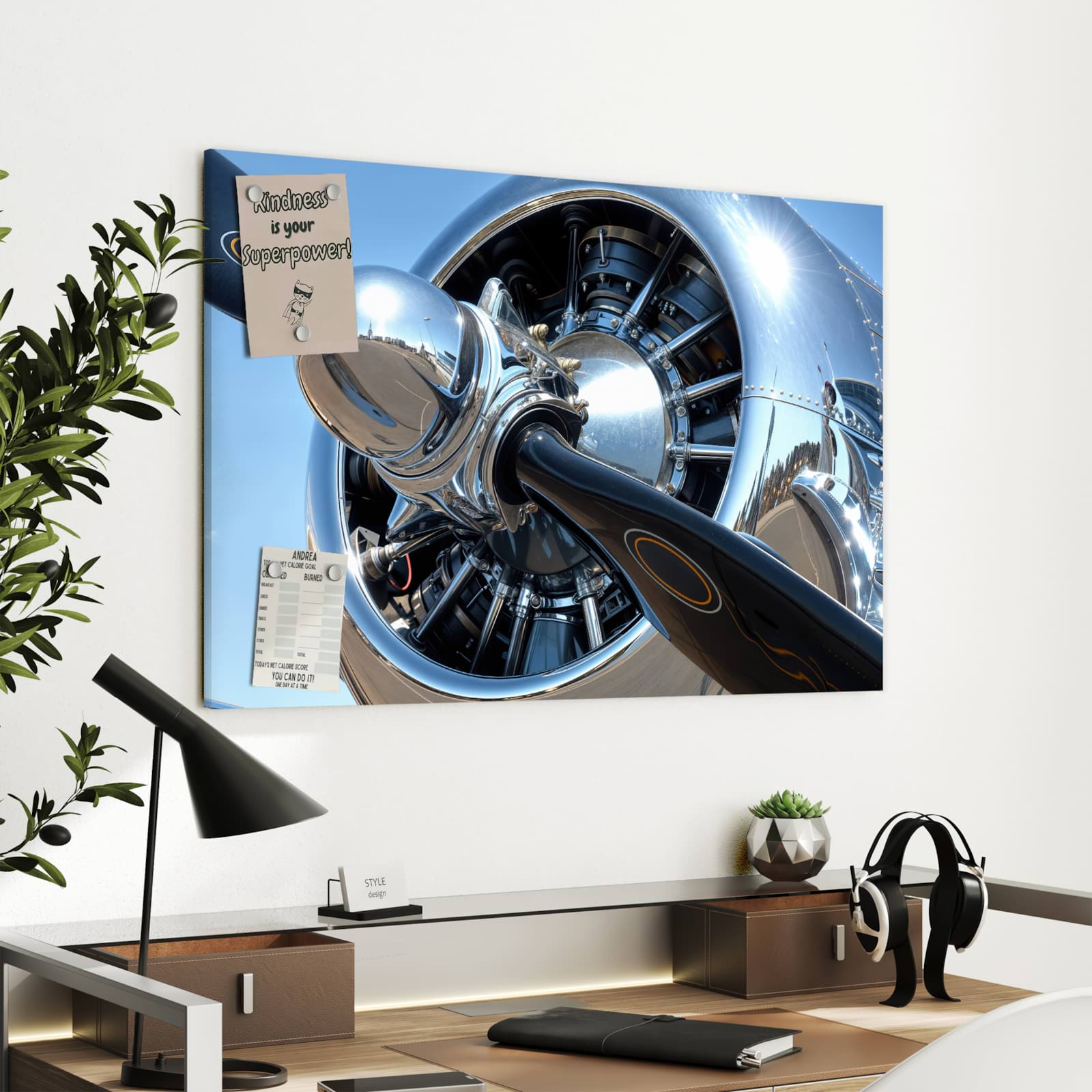 Magnetická tabule s motivem Vrtule letadla 90 x 60