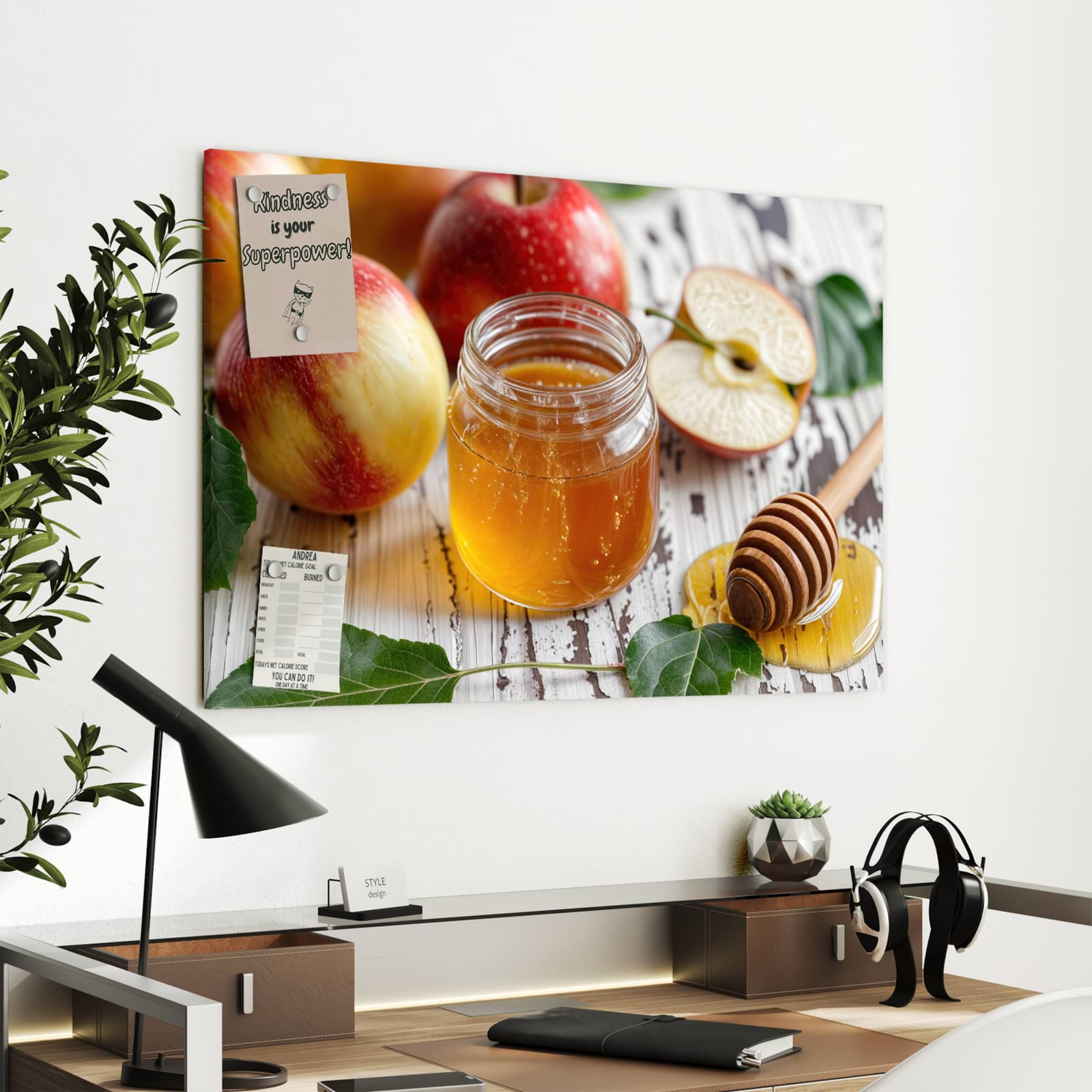 Magnetická tabule s motivem Jablka s medem 90 x 60