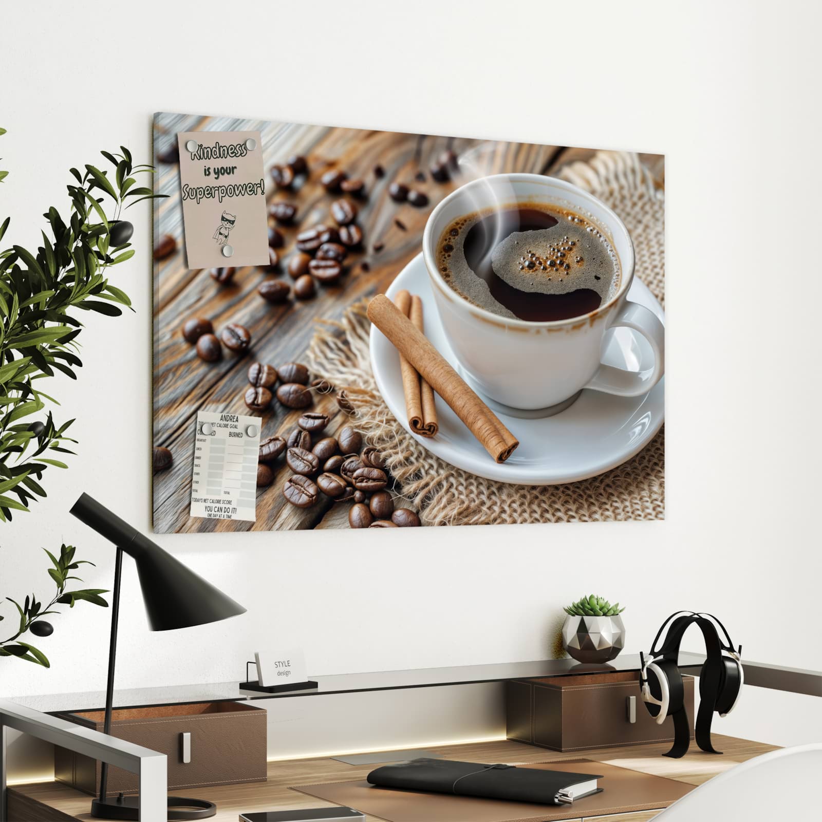 Magnetická tabule s motivem Káva 90 x 60