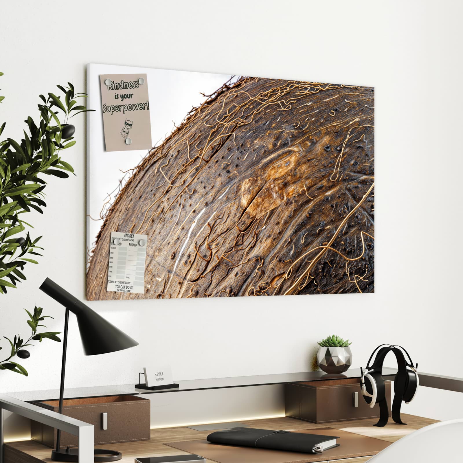 Magnetická tabule s motivem Kokosová textura 90 x 60
