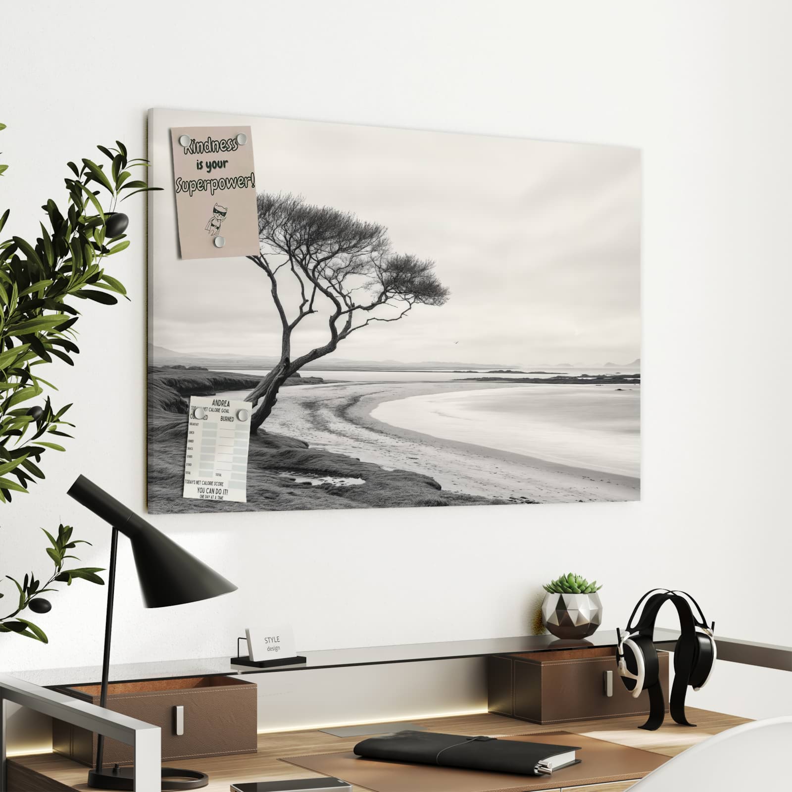 Magnetická tabule – obraz na zeď Osamělý strom moře | 90 × 60 cm