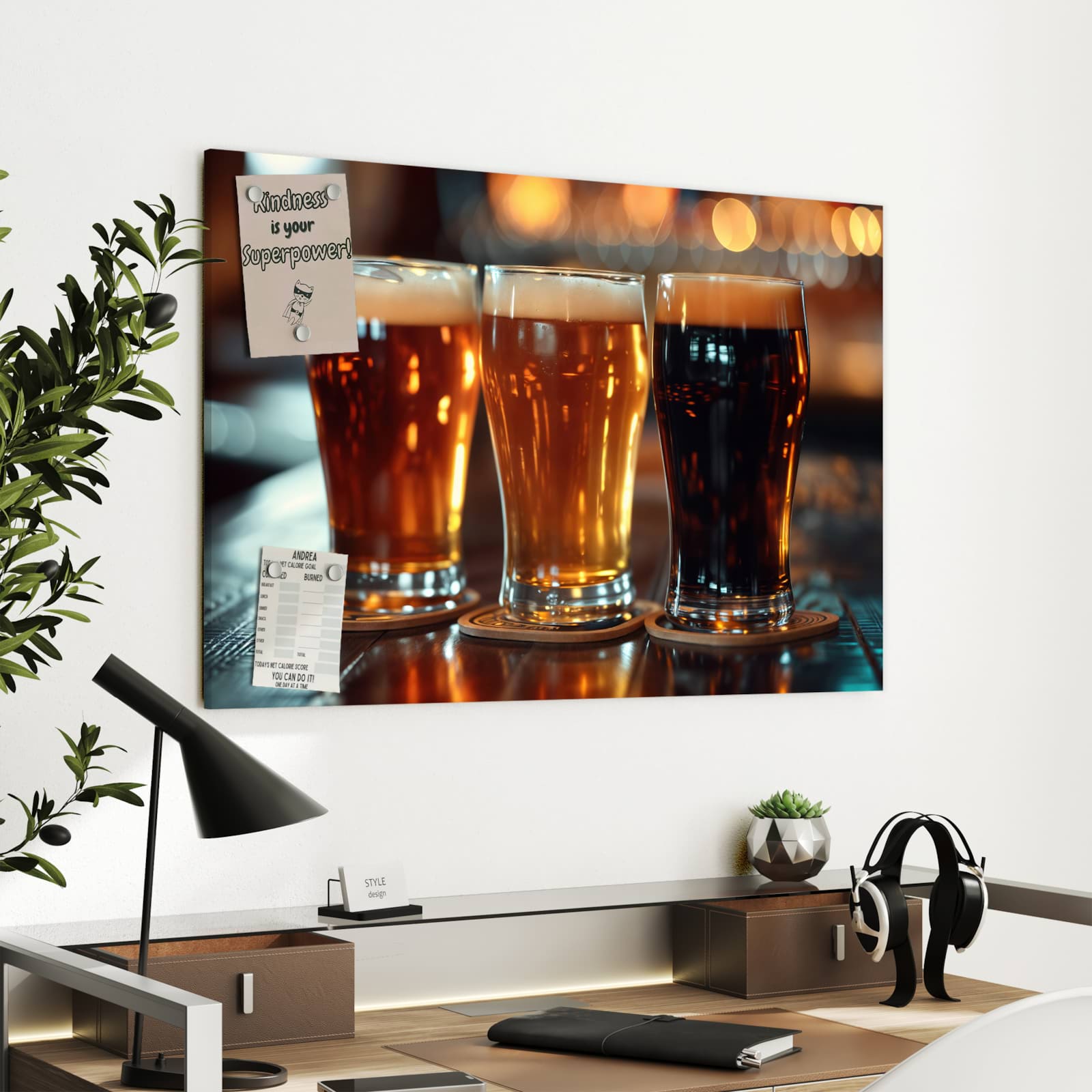 Magnetická tabule – obraz na zeď Tři půllitry do piva bar | 90 × 60 cm