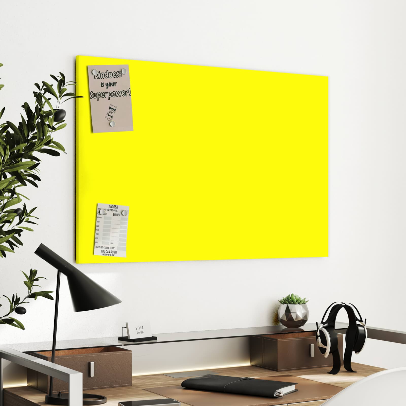 Magnetická tabule s motivem Jasně žlutá 90 x 60