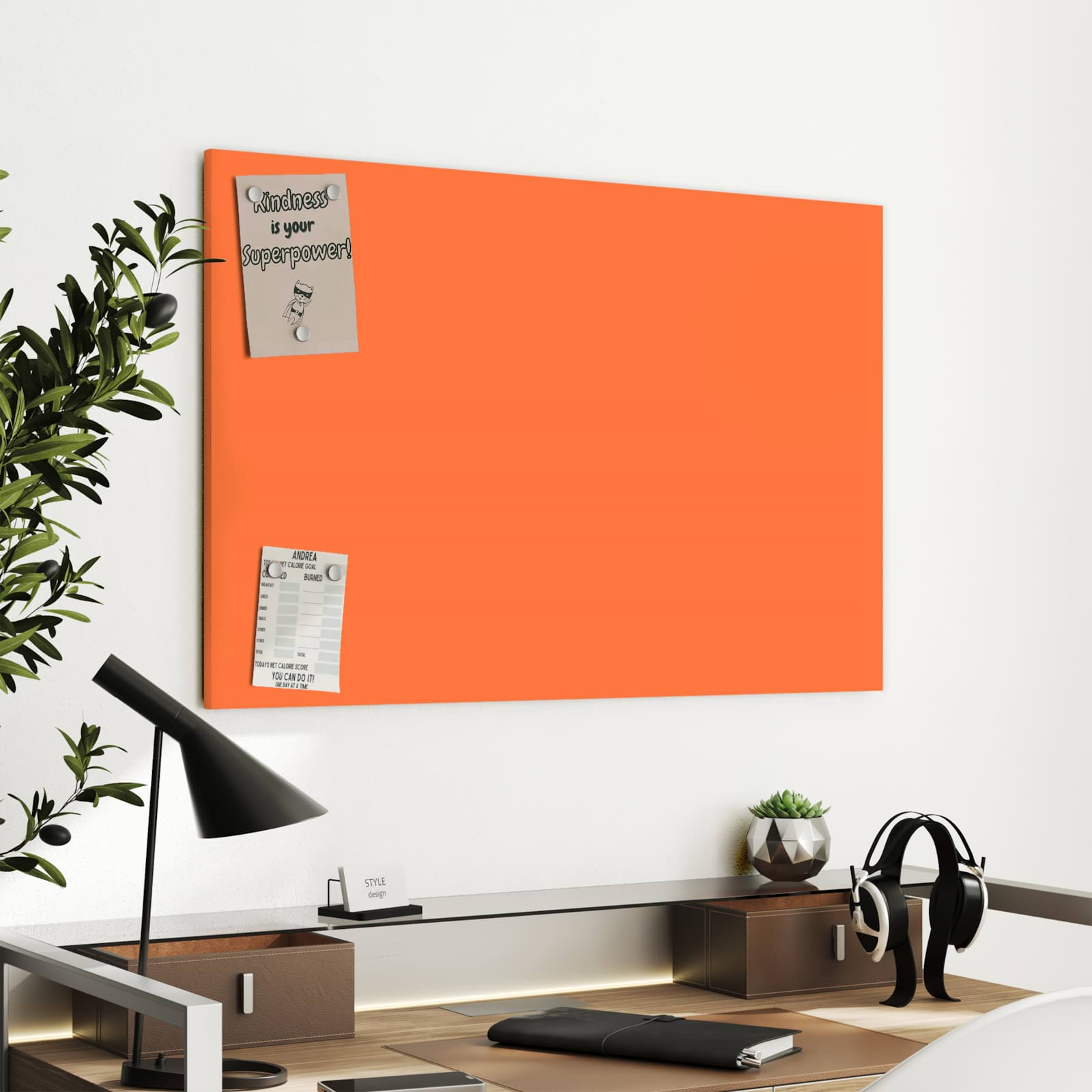 Magnetická tabule s motivem Oranžová 90 x 60