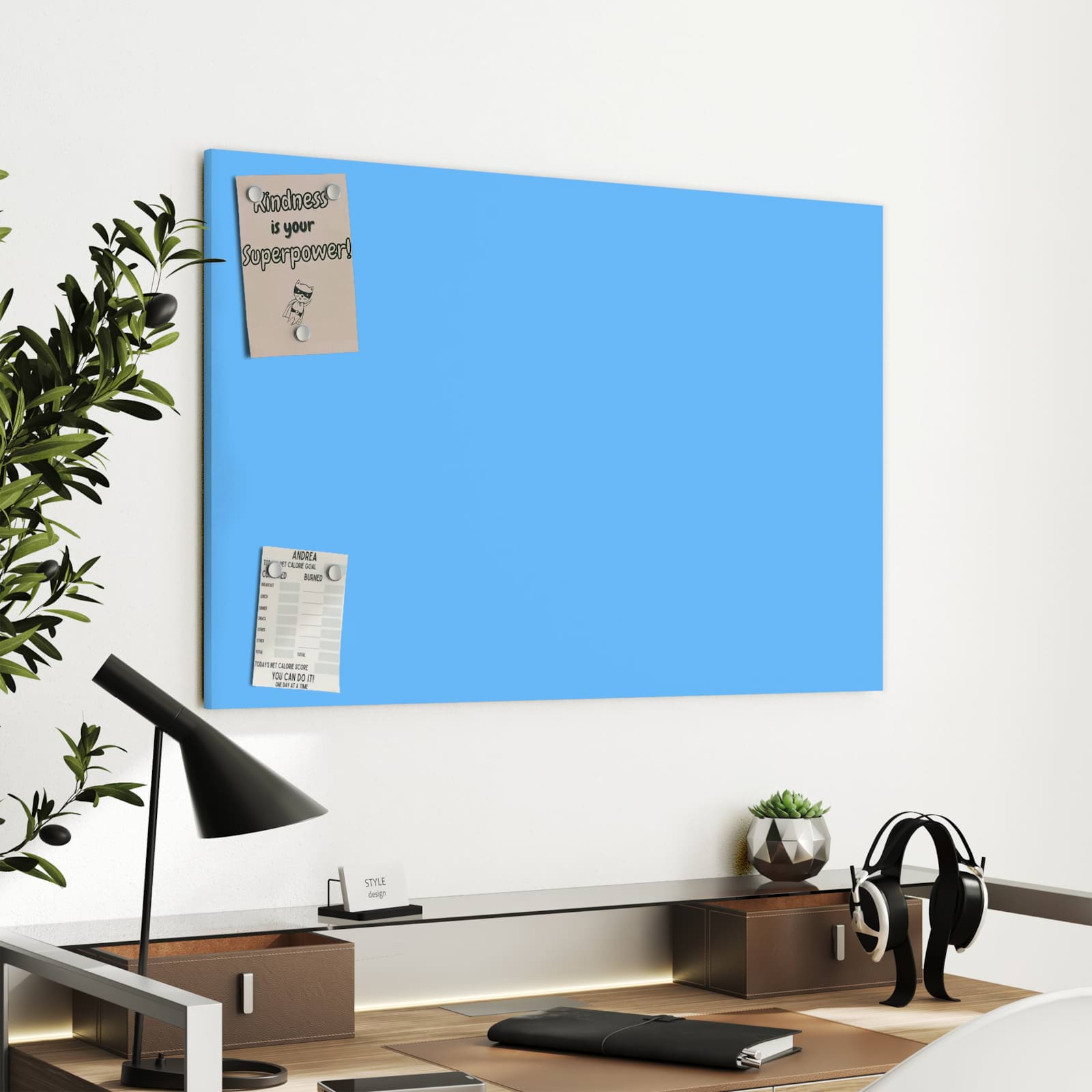 Magnetická tabule s motivem Světle modrá 90 x 60