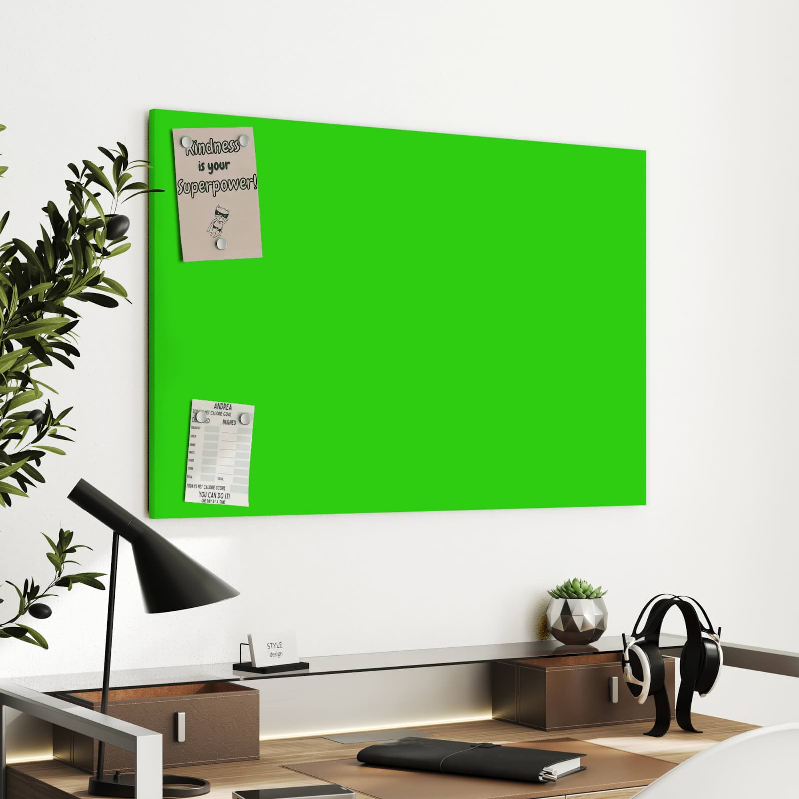 Magnetická tabule s motivem Neonově zelená 90 x 60