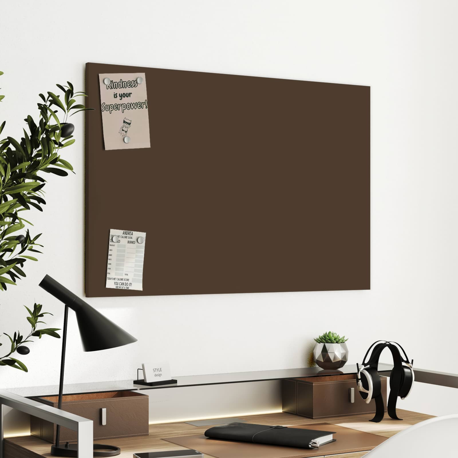 Magnetická tabule s motivem Tmavě hnědá 90 x 60